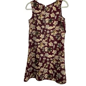 Vtg Tickets‎ Clothing Y2K Women M Sleeveless Floral Print Burgundy Shift Dress
